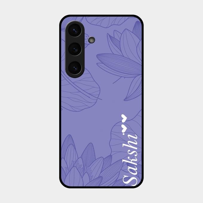 Customized luxury Purple leaves Glass Case Cover For Samsung Galaxy S24 Fe 5G