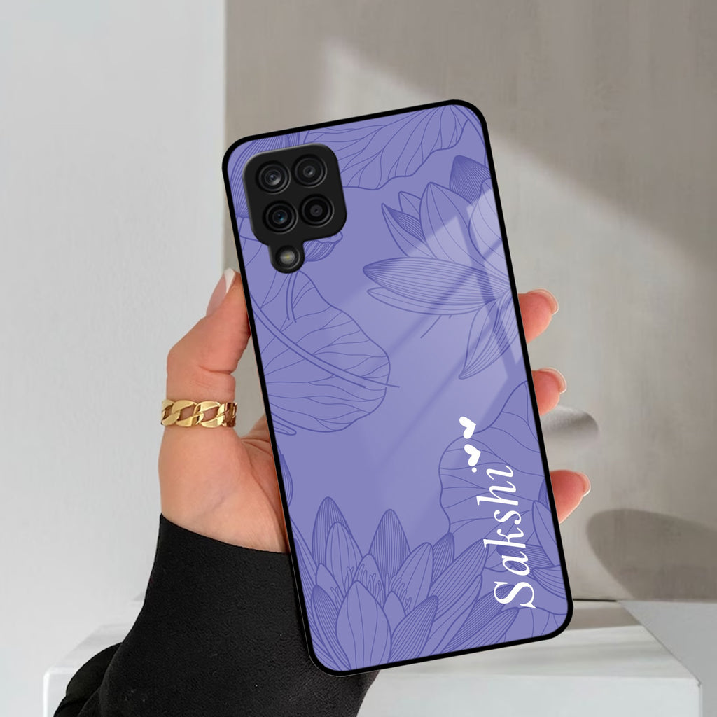 Customized luxury Purple leaves Glass Case Cover For Samsung Galaxy M42 5G