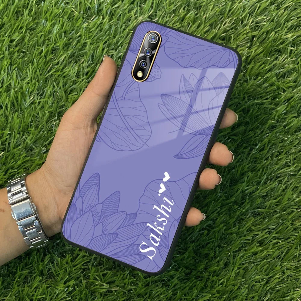 Customized luxury Purple leaves Glass Case Cover For Vivo - ShopOnCliQ