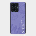 Customized luxury Purple leaves Glass Case Cover For Vivo T1 44W 4G