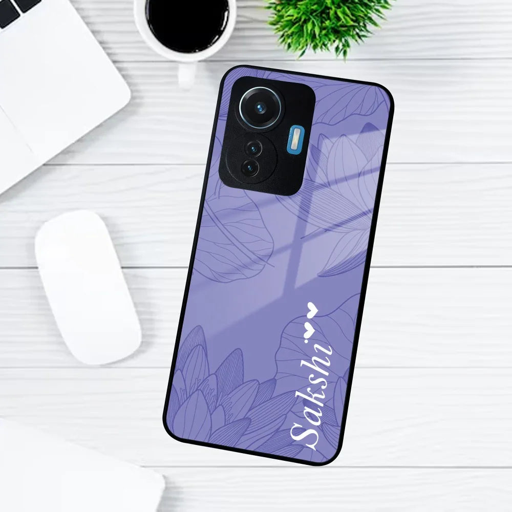 Customized luxury Purple leaves Glass Case Cover For Vivo - ShopOnCliQ