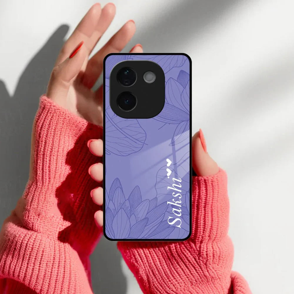 Customized luxury Purple leaves Glass Case Cover For iQOO - ShopOnCliQ