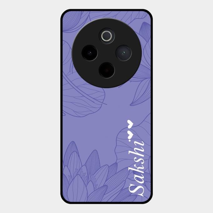 Customized luxury Purple leaves Glass Case Cover For Vivo T4 5G