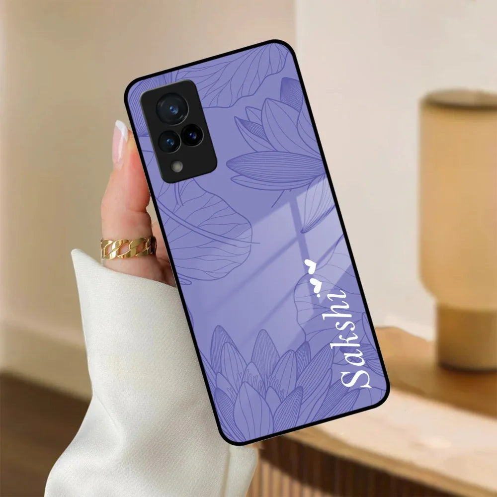Customized luxury Purple leaves Glass Case Cover For Vivo - ShopOnCliQ