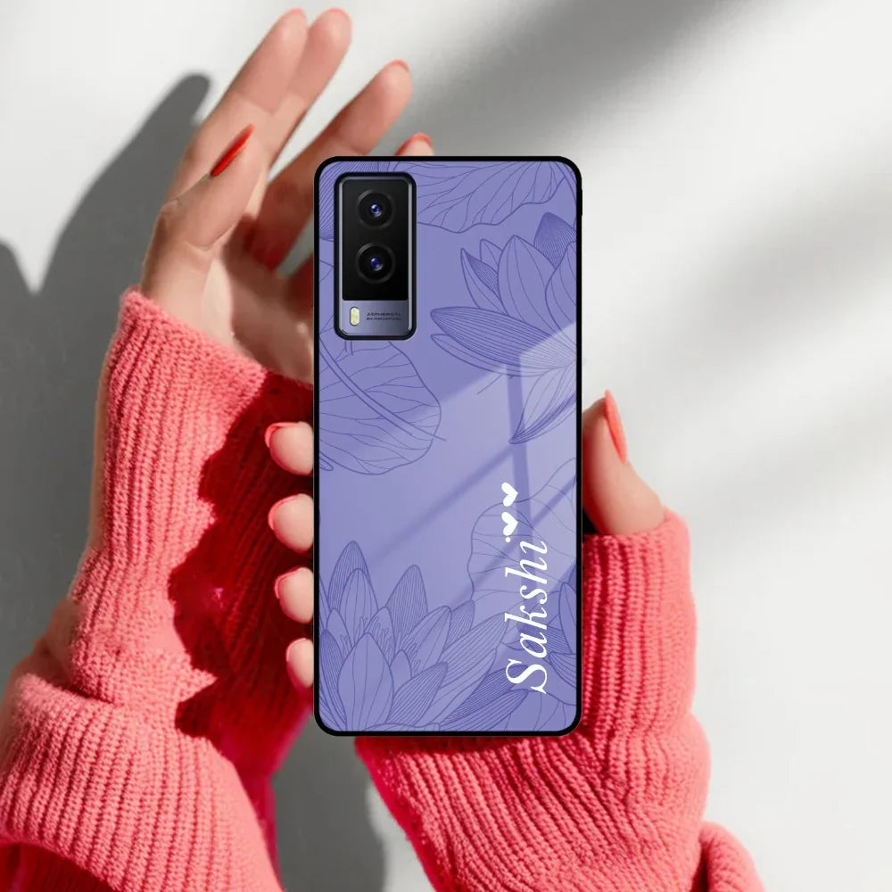 Customized luxury Purple leaves Glass Case Cover For Vivo - ShopOnCliQ