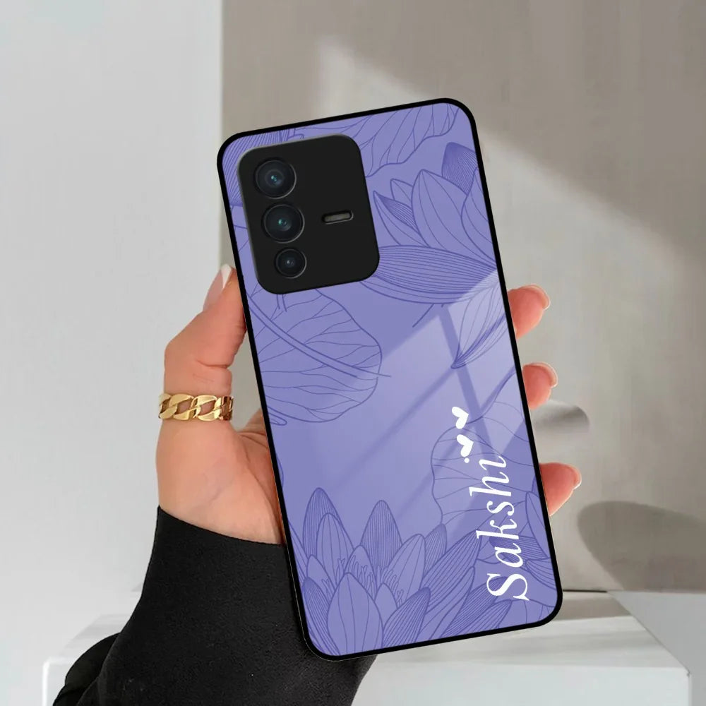 Customized luxury Purple leaves Glass Case Cover For Vivo - ShopOnCliQ