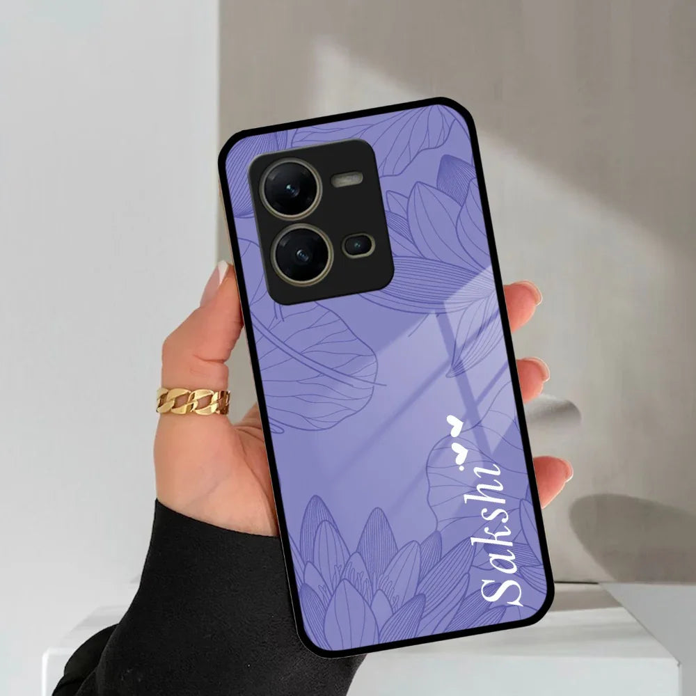 Customized luxury Purple leaves Glass Case Cover For Vivo - ShopOnCliQ