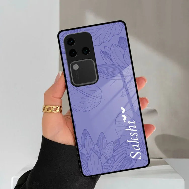 Customized luxury Purple leaves Glass Case Cover For Vivo - ShopOnCliQ