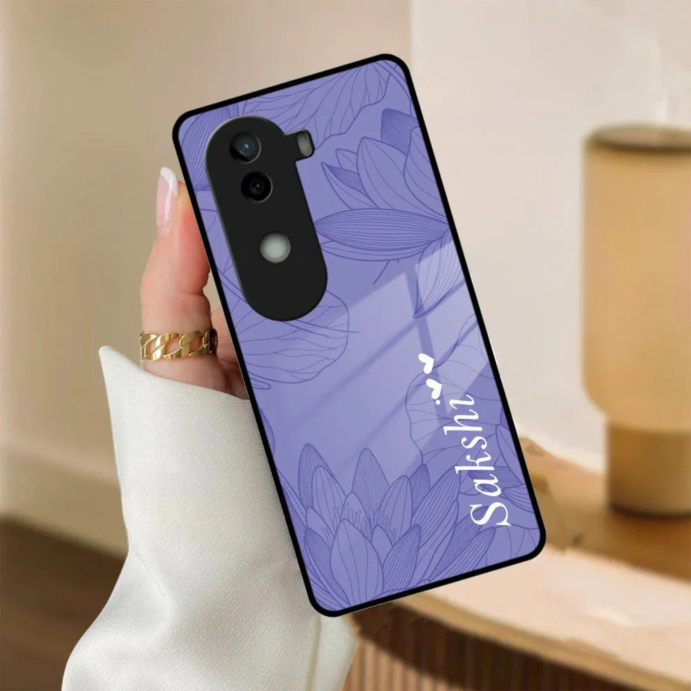 Customized luxury Purple leaves Glass Case Cover For iQOO - ShopOnCliQ