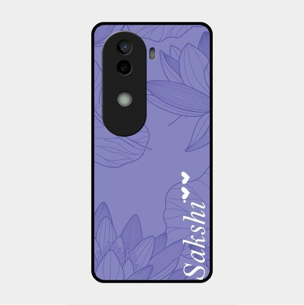 Customized luxury Purple leaves Glass Case Cover For Vivo V40E 5G