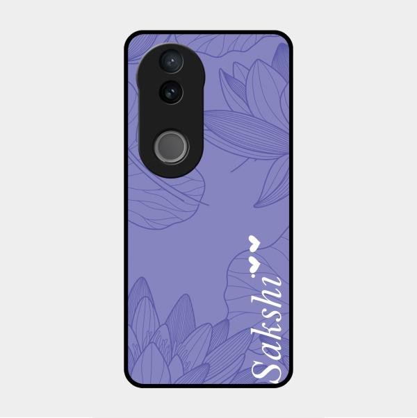 Customized luxury Purple leaves Glass Case Cover For Vivo V50 5G