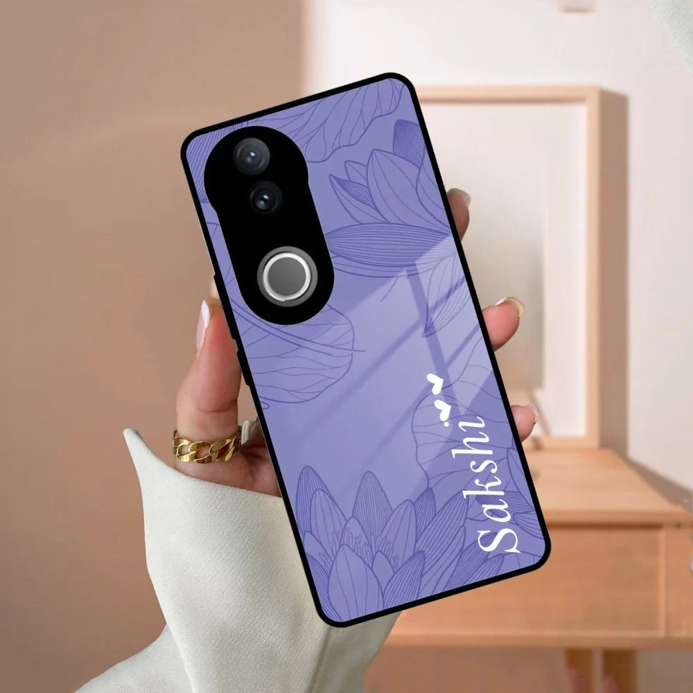 Customized luxury Purple leaves Glass Case Cover For Vivo - ShopOnCliQ