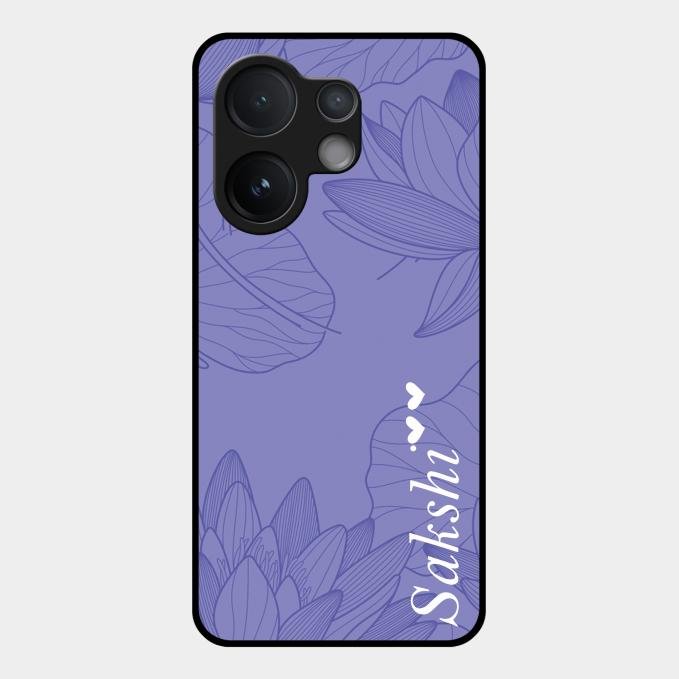 Customized luxury Purple leaves Glass Case Cover For Vivo V60 5G