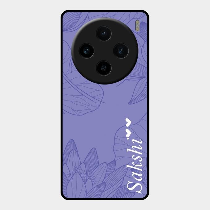 Customized luxury Purple leaves Glass Case Cover For Vivo X100 5G