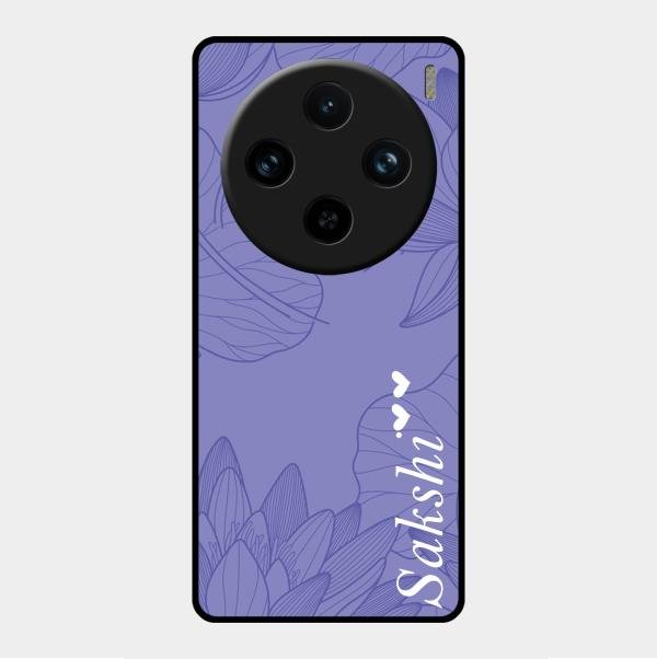 Customized luxury Purple leaves Glass Case Cover For Vivo X100 Pro 5G