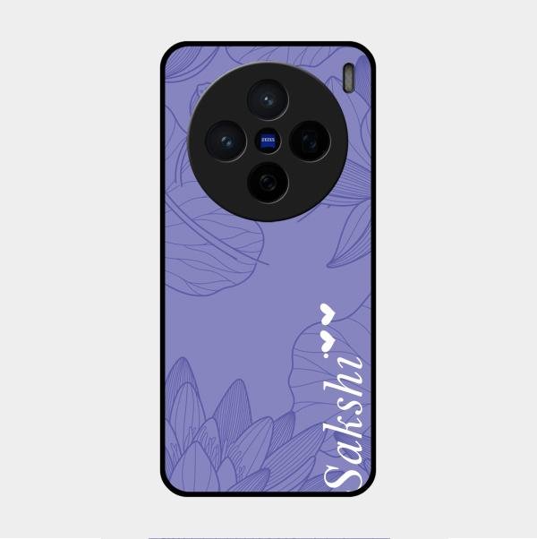 Customized luxury Purple leaves Glass Case Cover For Vivo X200 5G