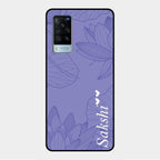 Customized luxury Purple leaves Glass Case Cover For Vivo X60 5G