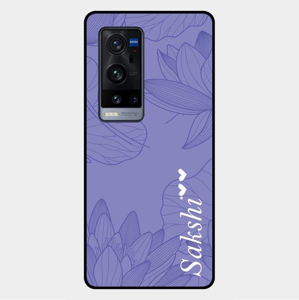 Customized luxury Purple leaves Glass Case Cover For Vivo X60 Pro Plus 5G