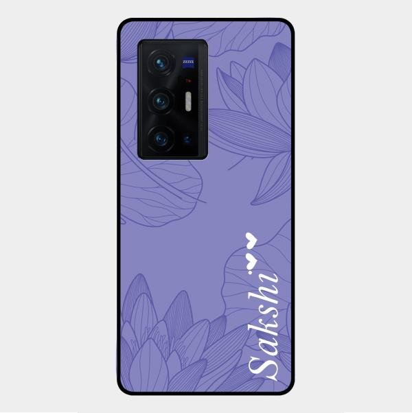 Customized luxury Purple leaves Glass Case Cover For Vivo X70 Pro Plus 5G