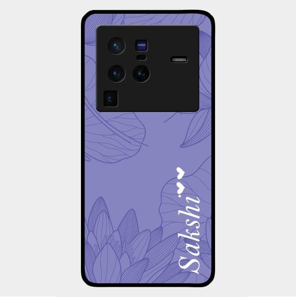 Customized luxury Purple leaves Glass Case Cover For Vivo X80 Pro 5G