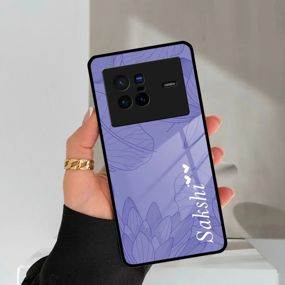 Customized luxury Purple leaves Glass Case Cover For Vivo - ShopOnCliQ