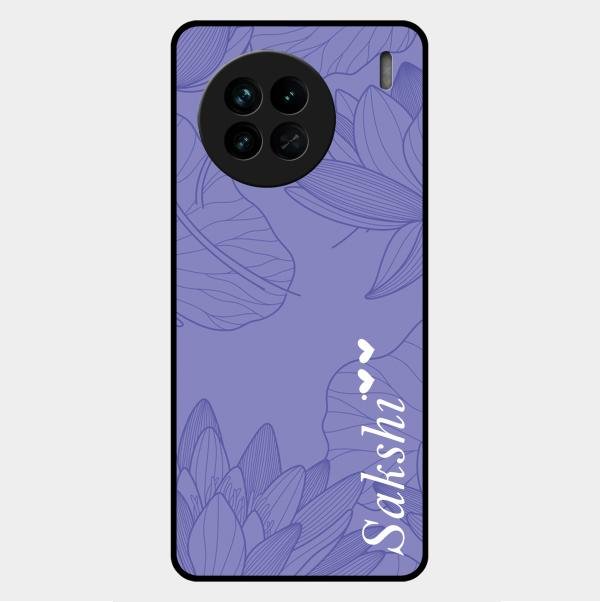 Customized luxury Purple leaves Glass Case Cover For Vivo X90 5G