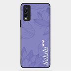 Customized luxury Purple leaves Glass Case Cover For Vivo Y12G