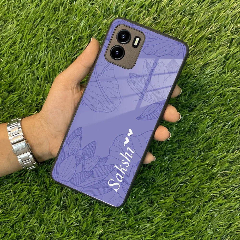 Customized luxury Purple leaves Glass Case Cover For Vivo - ShopOnCliQ