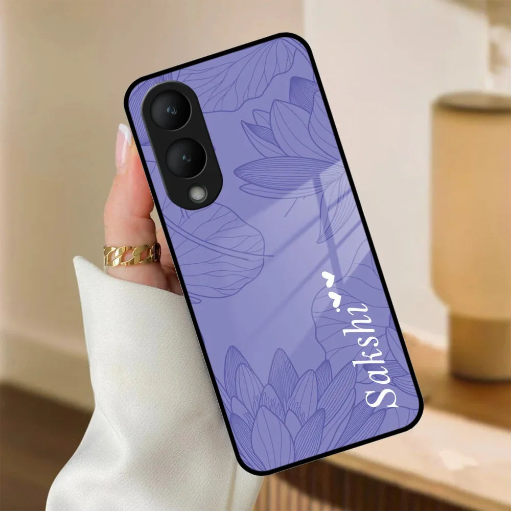 Customized luxury Purple leaves Glass Case Cover For Vivo - ShopOnCliQ