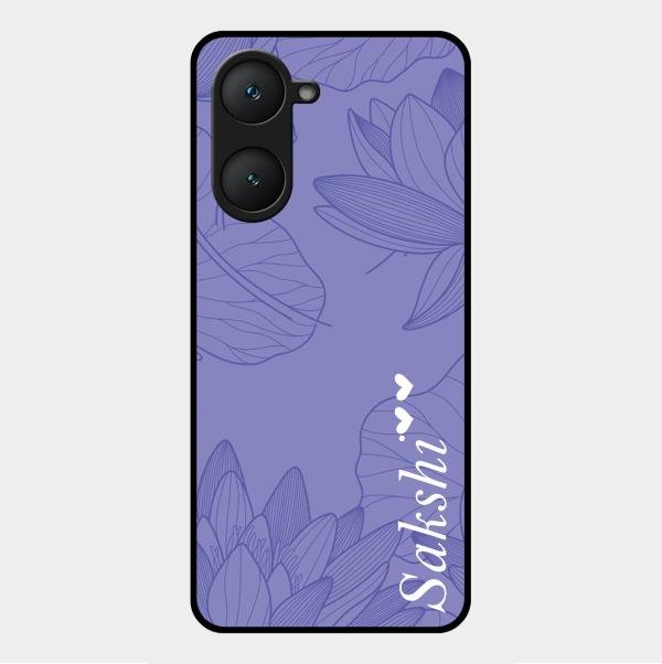 Customized luxury Purple leaves Glass Case Cover For Vivo Y18I