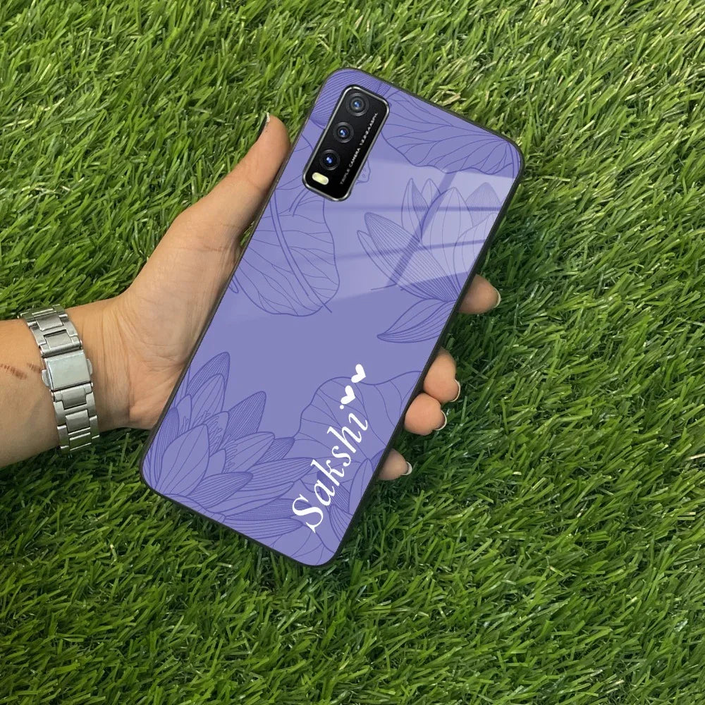Customized luxury Purple leaves Glass Case Cover For Vivo - ShopOnCliQ