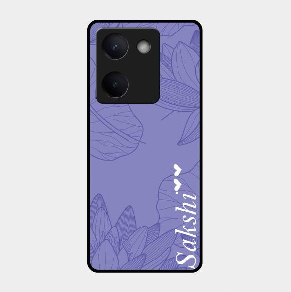 Customized luxury Purple leaves Glass Case Cover For Vivo Y200 Pro 5G