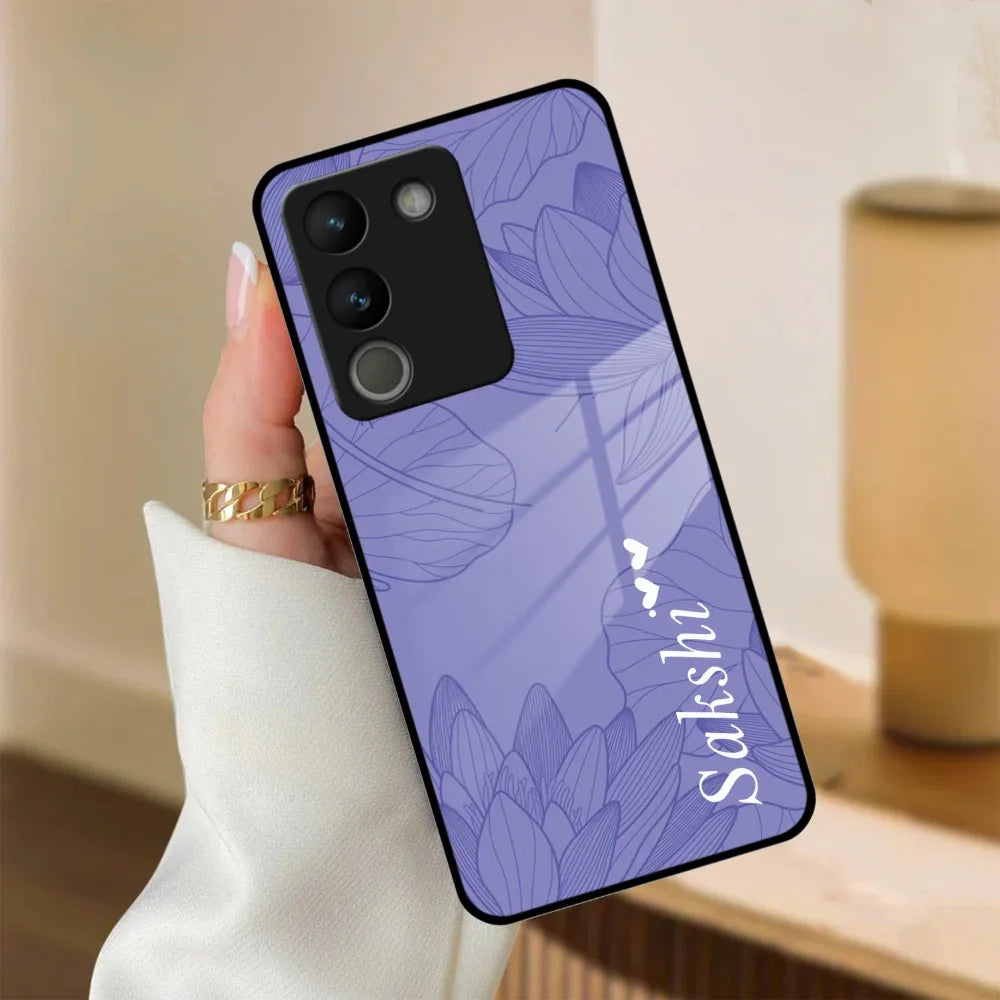 Customized luxury Purple leaves Glass Case Cover For Vivo - ShopOnCliQ
