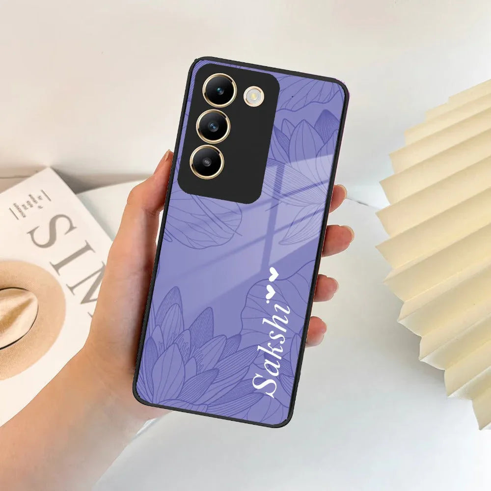 Customized luxury Purple leaves Glass Case Cover For Vivo - ShopOnCliQ