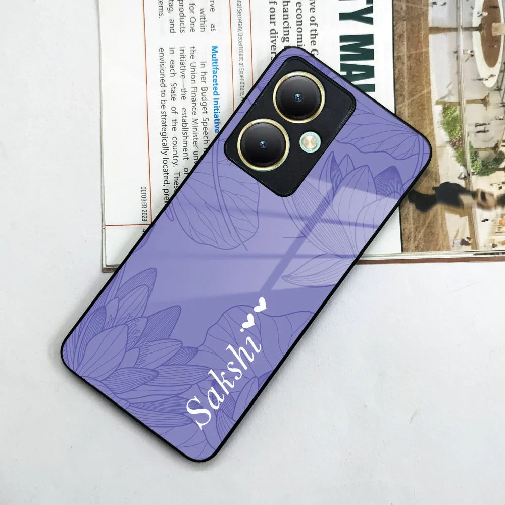 Customized luxury Purple leaves Glass Case Cover For Vivo - ShopOnCliQ