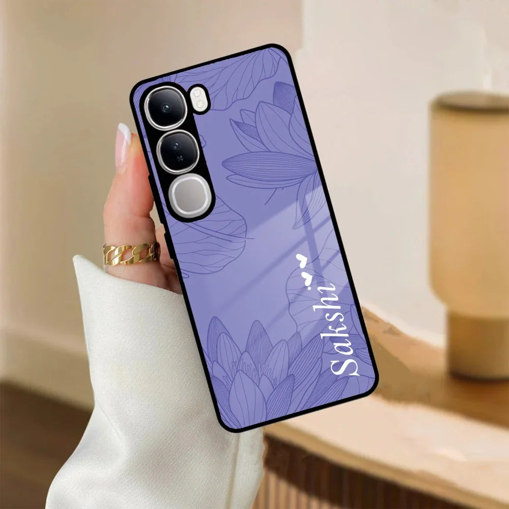 Customized luxury Purple leaves Glass Case Cover For Vivo - ShopOnCliQ