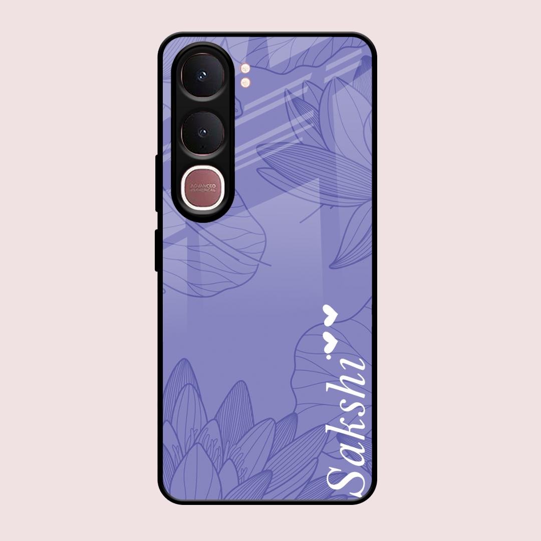 Customized luxury Purple leaves Glass Case Cover For Vivo Y31 5G