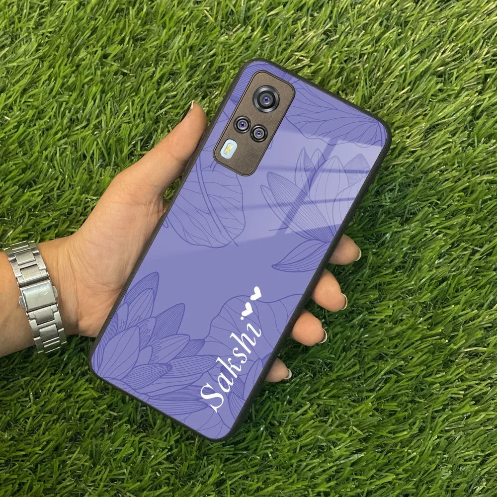 Customized luxury Purple leaves Glass Case Cover For Vivo - ShopOnCliQ