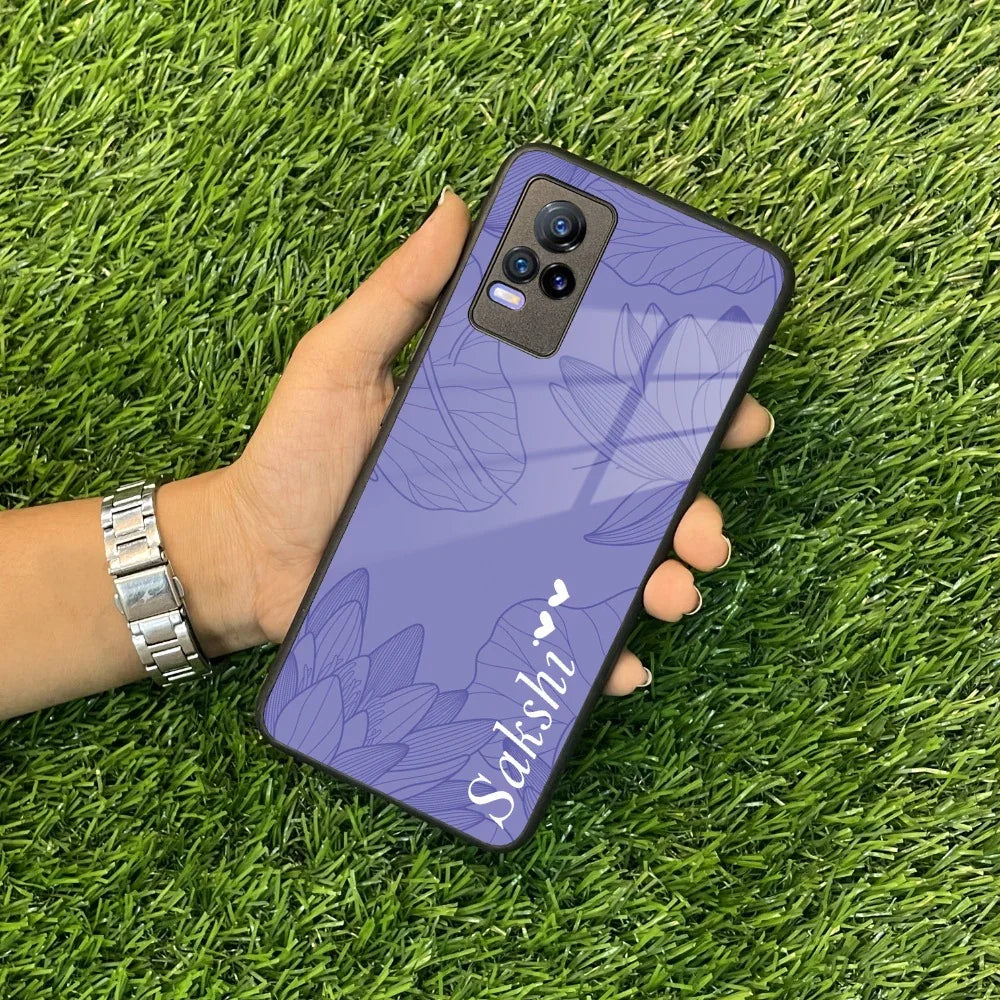 Customized luxury Purple leaves Glass Case Cover For Vivo - ShopOnCliQ