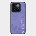 Customized luxury Purple leaves Glass Case Cover For Xiaomi 14 5G