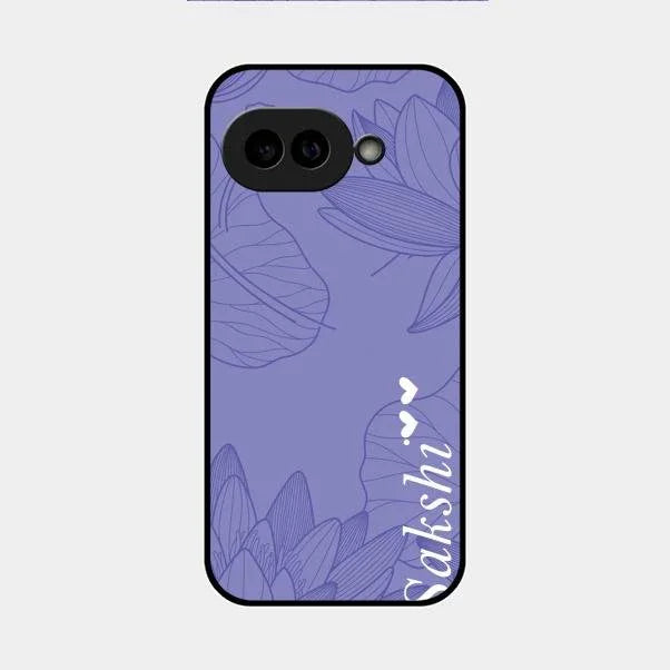 Customized luxury Purple leaves Glossy Metal Case Cove For Google Pixel 9A 5G