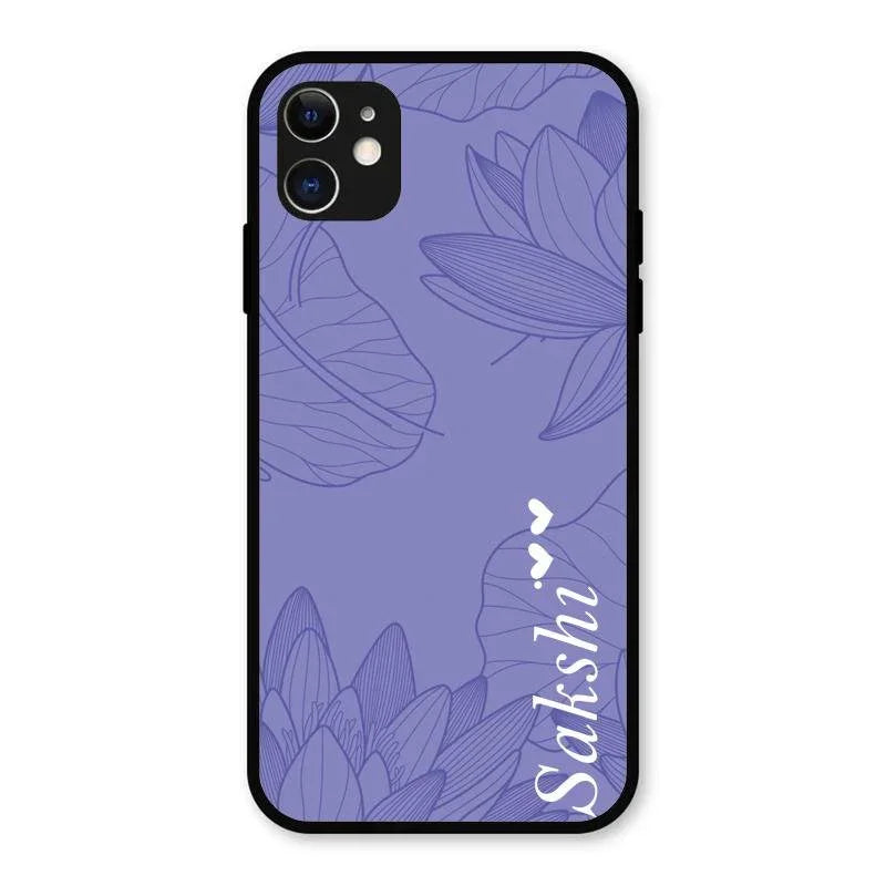 Customized luxury Purple leaves Glossy Metal Case Cove For iPhone 11