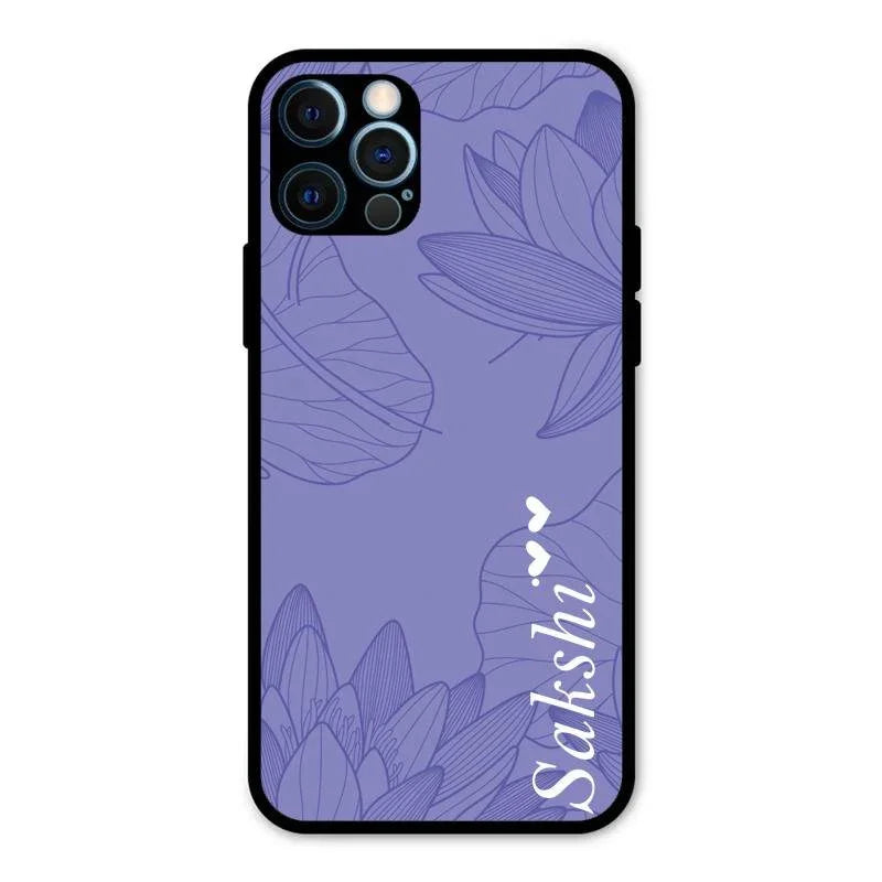 Customized luxury Purple leaves Glossy Metal Case Cove For iPhone 12 Pro