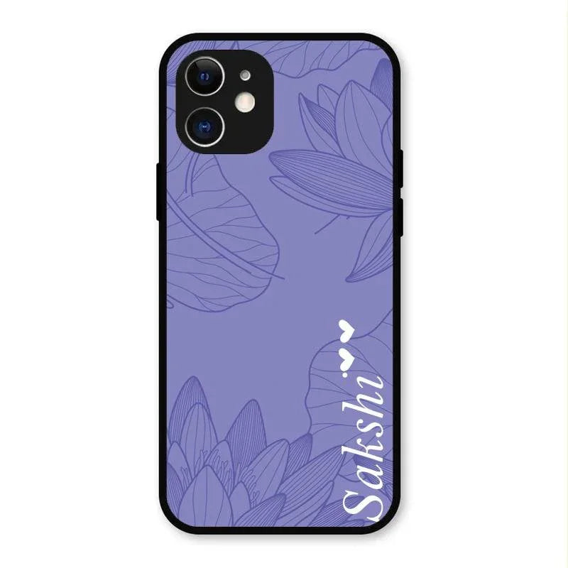 Customized luxury Purple leaves Glossy Metal Case Cove For iPhone 12