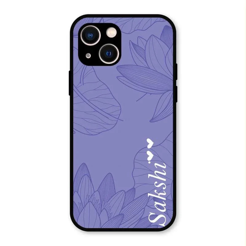 Customized luxury Purple leaves Glossy Metal Case Cove For iPhone 13