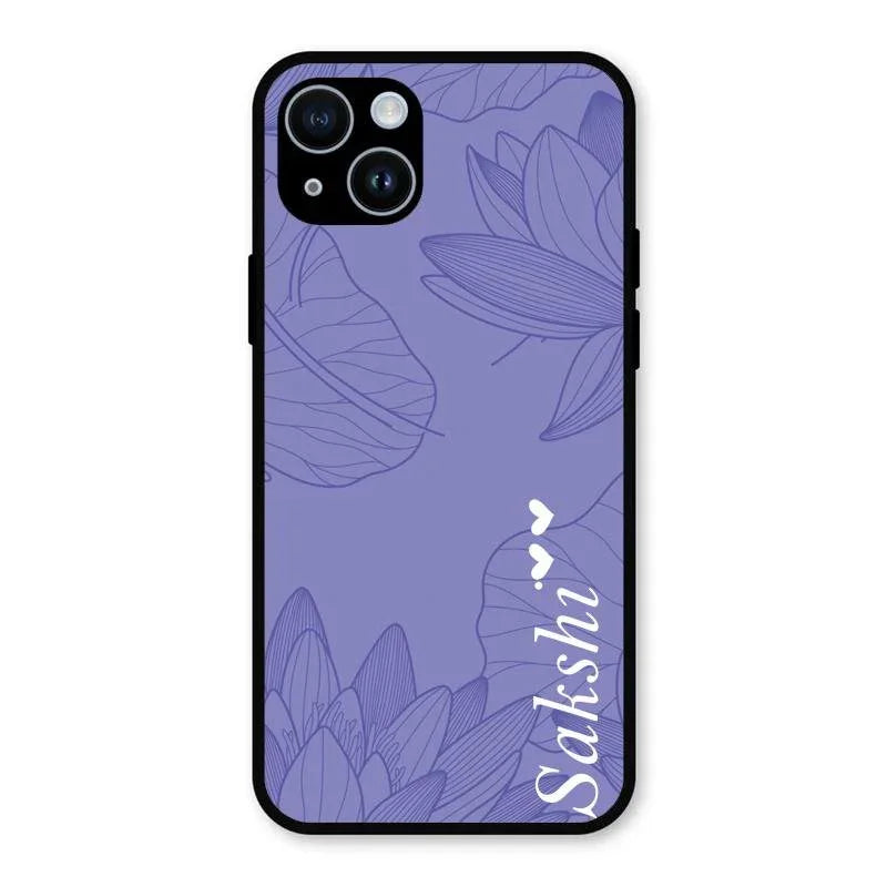 Customized luxury Purple leaves Glossy Metal Case Cove For iPhone 14