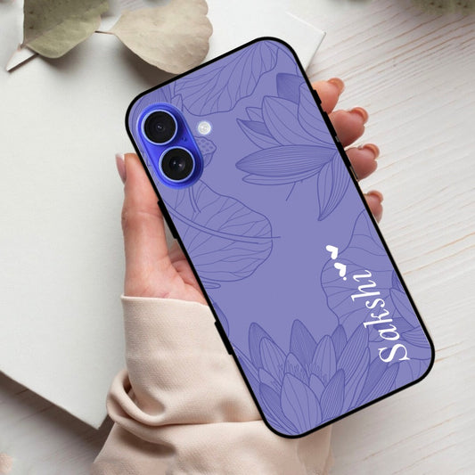 Customized luxury Purple leaves Glossy Metal Case Cover For iPhone
