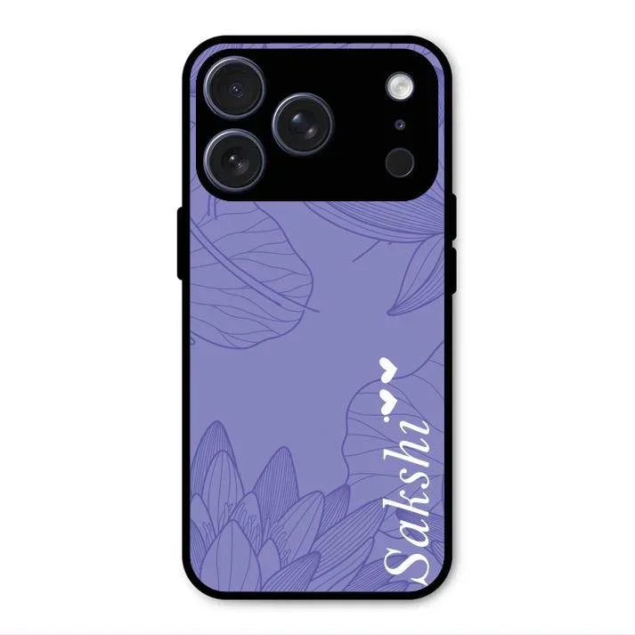 Customized luxury Purple leaves Glossy Metal Case Cove For iPhone 17 Pro