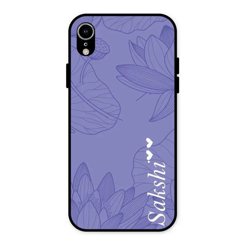 Customized luxury Purple leaves Glossy Metal Case Cove For iPhone XR