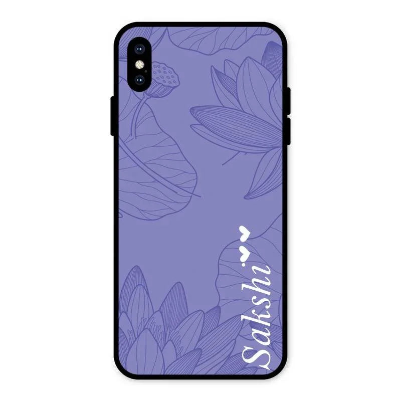 Customized luxury Purple leaves Glossy Metal Case Cove For iPhone XS Max